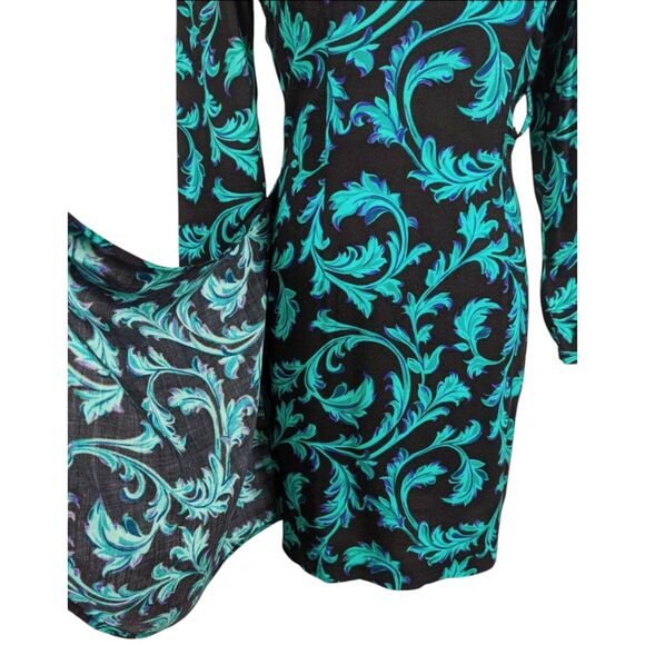 VINTAGE 90's Y2K RAMPAGE Faux Wrap Style Ivy Floral Dress Rayon Mob Wife XS - Picture 4 of 7